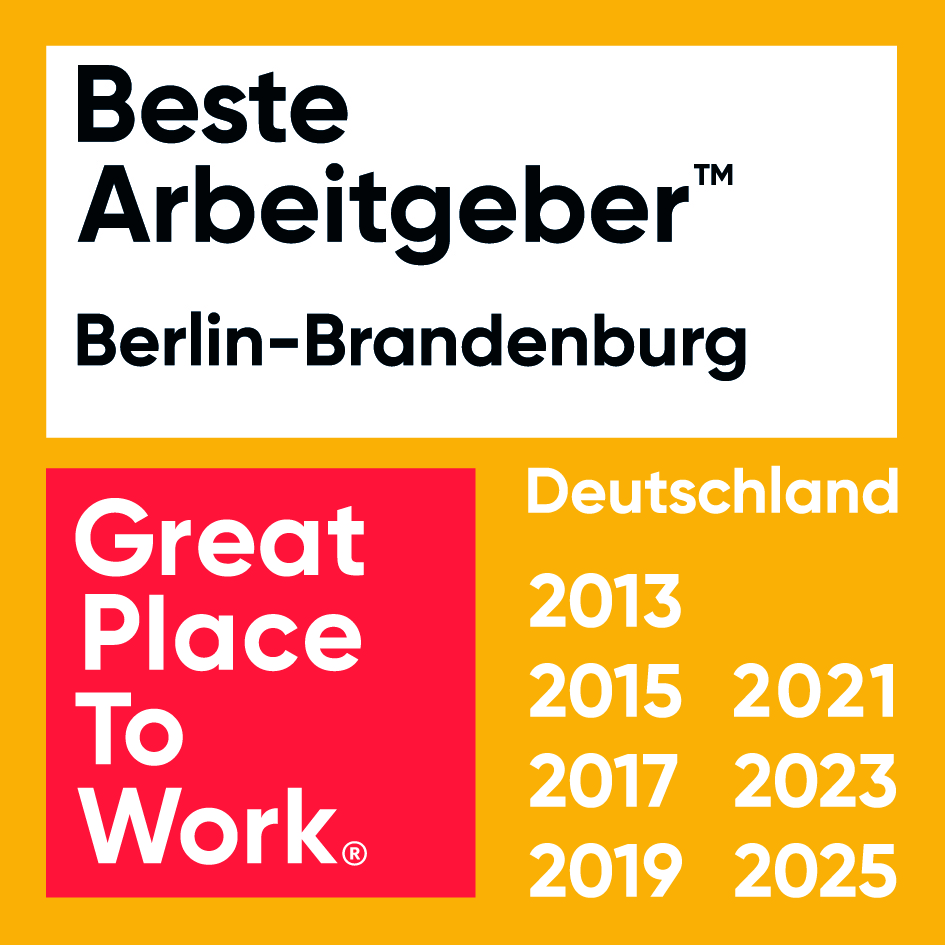 Siegel der Auszeichnung "Beste Arbeitgeber Berlin-Brandenburg" von Great Place To Work